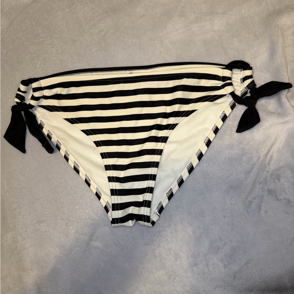 Striped Black and White Bikini Bottom